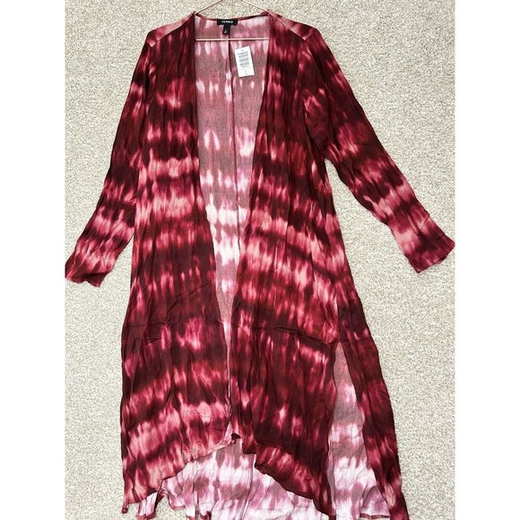 torrid Other - Torrid Wine Tie Dye Long Sleeve Gauze Kimono Sz 0 L 12 #A80154